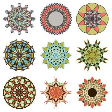 Set of six decorative mandala Stock Illustration