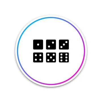Set of six dices icon isolated on white background. Circle white button. Vector イラスト素材
