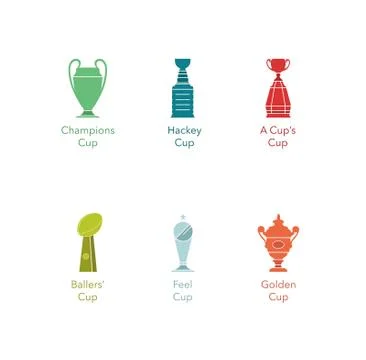Set of six different cups or trophies Stock Illustration