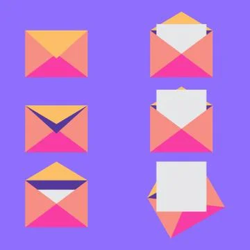 Set of six different mailing envelopes for design Stock Illustration