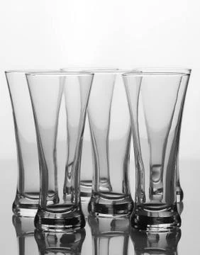 Set of six empty cocktail glasses isolated on white background Stock Photos