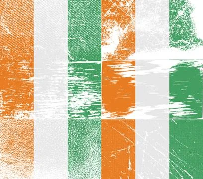 Set of six flags Cote dlvoire with old texture. Stock Photos