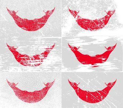 Set of six flags Easter Rapa Nui, CHILE with old texture. Illustrazione stock