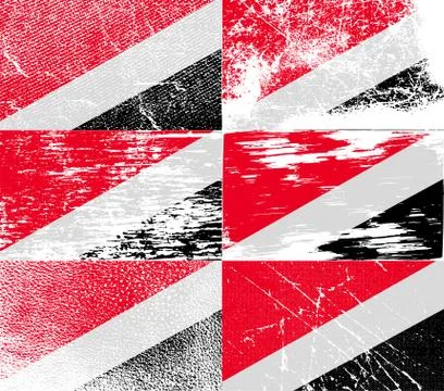 Set of six flags The Principality Sealand with old texture. Stock Illustration