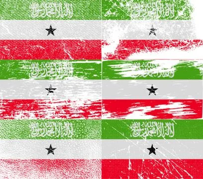 Set of six flags Somaliland with old texture. Stock Photos