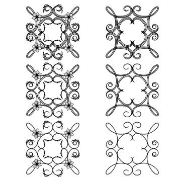 Set of six floral design elements イラスト素材