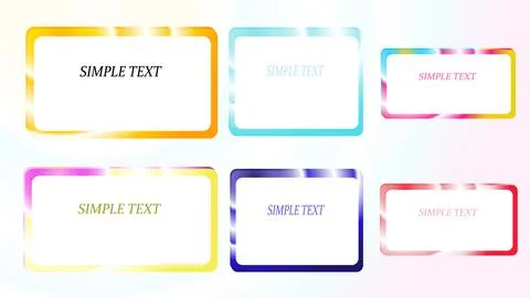 A set of six frames of rectangular and square, edging gradient metallic shiny Stock Illustration