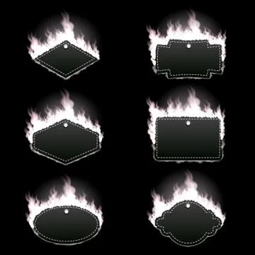 Set of six frames surrounded with white flame イラスト素材
