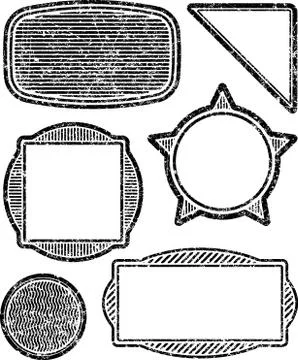 Set of six grunge vector templates for rubber stamps Stock Illustration