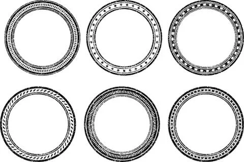 Set of six grunge vector templates for rubber stamps Stock Illustration