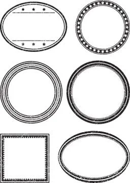 Set of six grunge vector templates for rubber stamps Stock Illustration