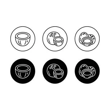 Set of six icons showing different types of traditional bowls and container.. Stock Illustration