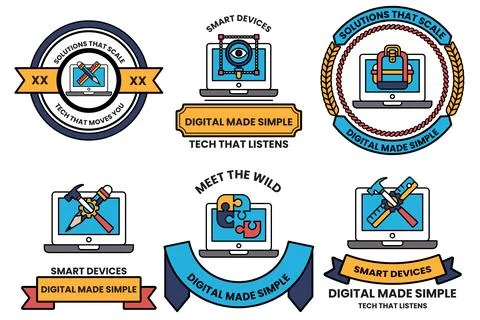 A set of six icons for smart devices Illustrazione stock