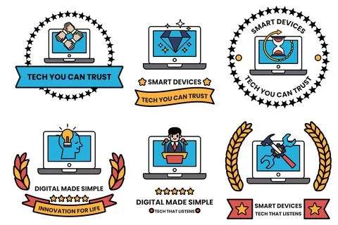 A set of six icons for smart devices Stock Illustration