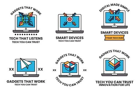 A set of six icons for smart devices Stock Illustration