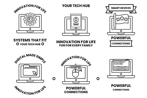 A set of six icons for smart devices Stock Illustration