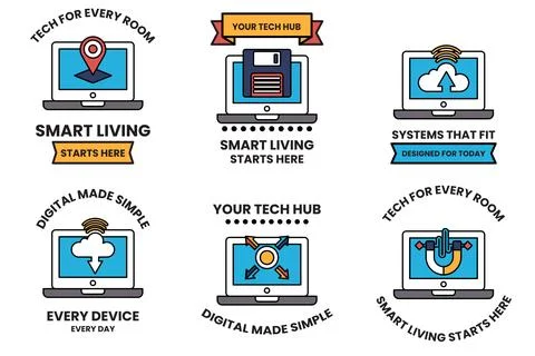 A set of six icons for smart devices Stock Illustration