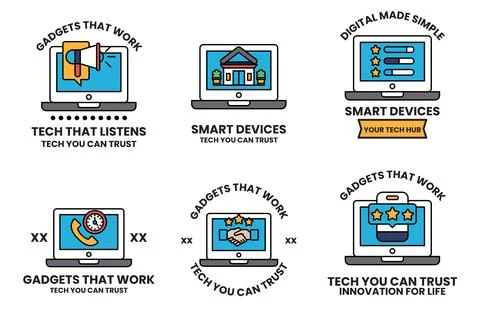 A set of six icons for smart devices Stock Illustration