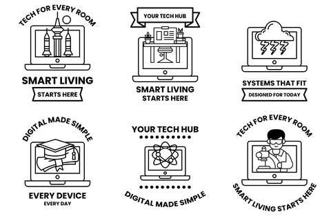 A set of six icons for smart devices Stock Illustration
