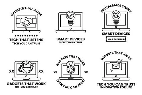 A set of six icons for smart devices Stock Illustration