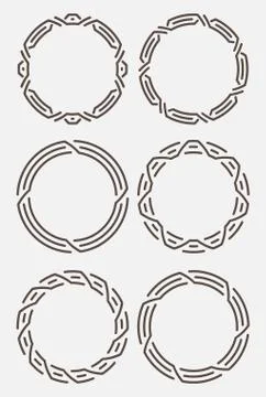 Set of six interesting round frames. Stock Illustration