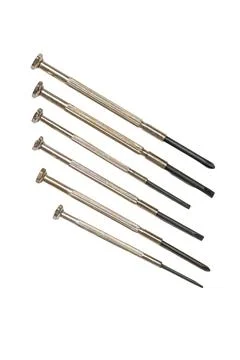 Set of six metal screwdriver bits Stock Photos
