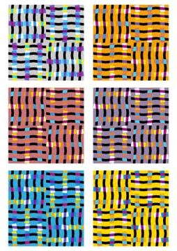 A set of six modern tiles in different color variants Stock Illustration