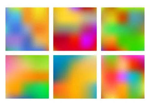 Set of six multicolored vector backgrounds made by gradient mesh. Blur effect Illustrazione stock