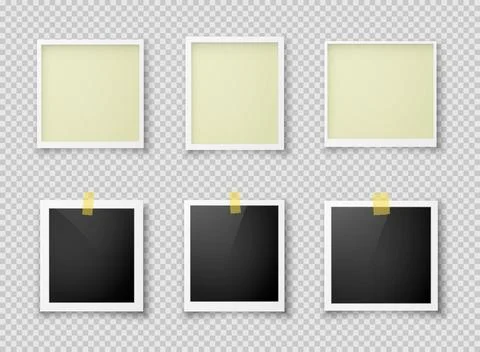 A set of six retro photo frames with different inserts on a white background. 스톡 일러스트