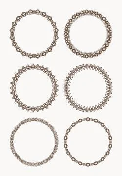 Set of six round frames Stock Illustration