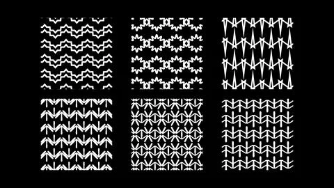 Set of six Square Black and White Seamless Patterns. Monochrome Geometric Stock Illustration
