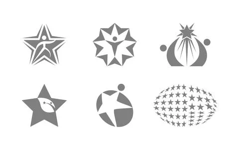 Set of six star human logos Stock Illustration