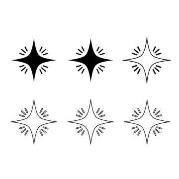 Set of six star shapes Illustrazione stock