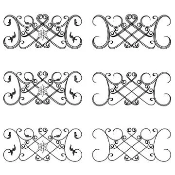 Set of six swirl design elements Stock Illustration