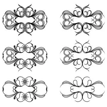Set of six swirl design elements イラスト素材
