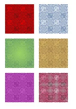 A set of six tiles with wave patterns Stock Illustration