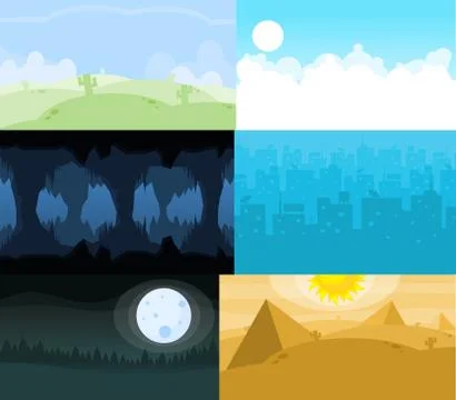 Set of Six Various Game Backgrond Stock Illustration