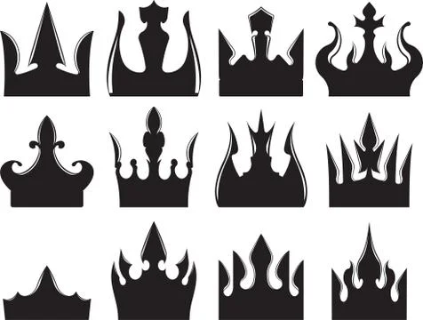 Set of six vector crowns icons for your design. Stockillustratie