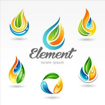 Set of six vector design of element logo templates イラスト素材