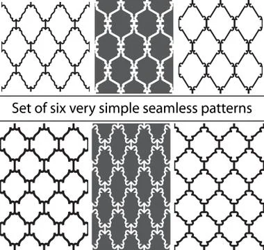 Set of six very simple seamless patterns Stock Illustration