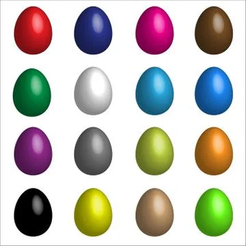 Set Of Sixteen Easter Basic Colour Eggs Stock Illustration