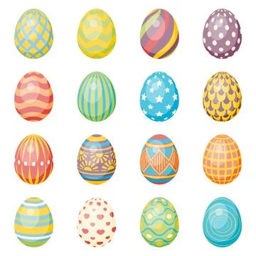 Set of sixteen eggs. Easter collection Illustrazione stock