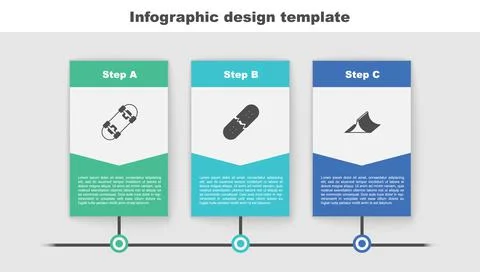 Set Skateboard, Broken skateboard deck and park. Business infographic template Ilustración de archivo