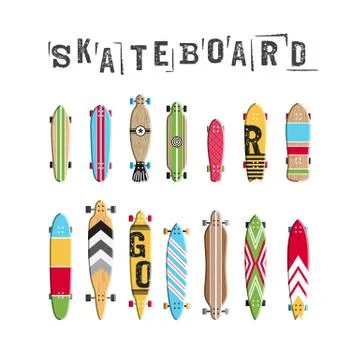 Set skateboard collection Stock Illustration