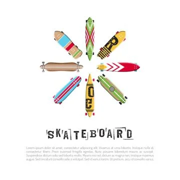 Set skateboard collection Stock Illustration