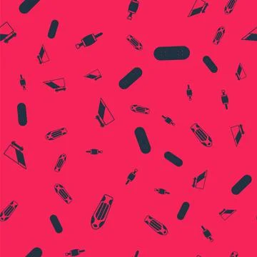 Set Skateboard deck, Screwdriver, park and on seamless pattern. Vector 스톡 일러스트