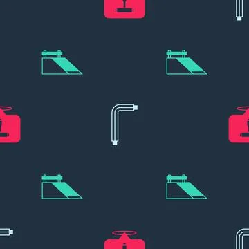 Set Skateboard T tool, Tool allen keys and park on seamless pattern. Vector 스톡 일러스트