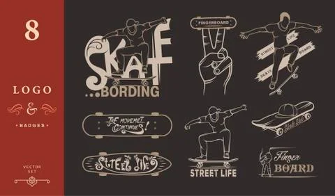 Set of Skateboarding Emblems, Logo and Badges Stock Illustration