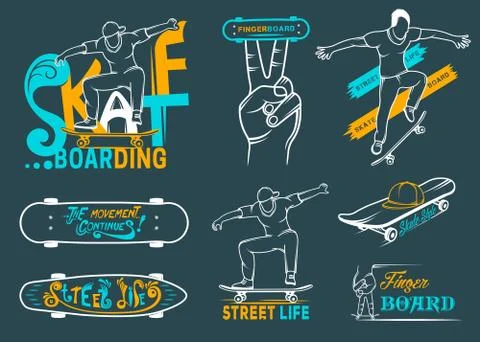 Set of Skateboarding Emblems, Logo and Badges Stock Illustration