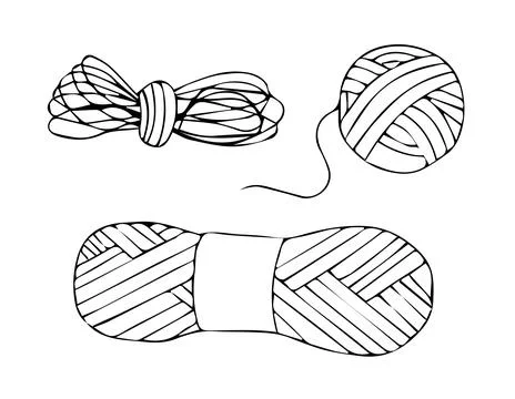 Set of skeins of thread for hand knitting. Vector illustration in doodle style Stock Illustration